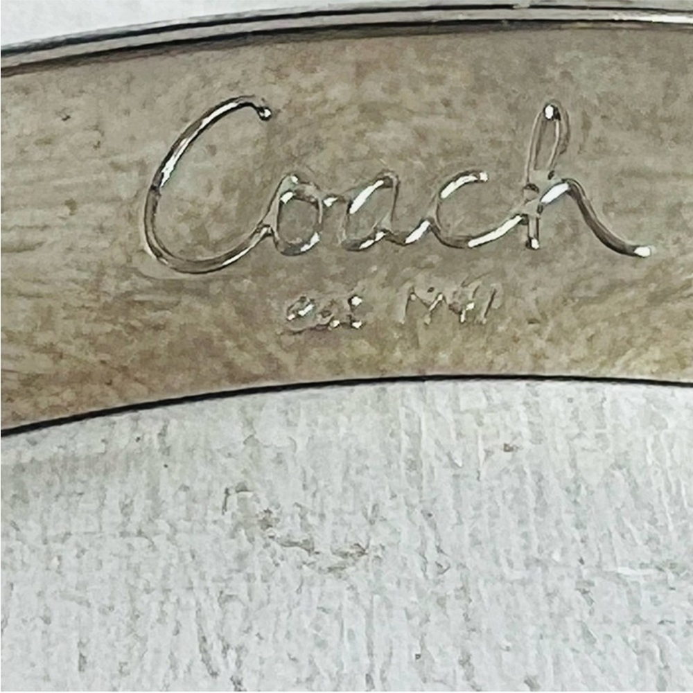 Coach Poppy Magenta Enamel Silver Tone Bangle Bracelet - Picture 3 of 4